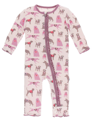 KicKee Pants Macaroon Canine First Responders Muffin Ruffle Coverall with Zipper, KicKee Pants, CM22, Coverall, Coverall with Zipper, Coveralls, Fitted Coverall, KciKee Coverall, KicKee, KicK