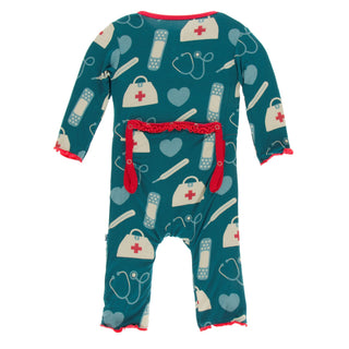 KicKee Pants Oasis Medicine Muffin Ruffle Coverall with Zipper, KicKee Pants, CM22, Coverall, Coverall with Zipper, Coveralls, Fitted Coverall, KciKee Coverall, KicKee, KicKee Coverall, KicKe
