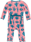 KicKee Pants Strawberry Cactus Muffin Ruffle Coverall with Zipper, KicKee Pants, Cactus, CM22, Coverall with Zipper, Girl Cactus, KicKee, KicKee Cancun, KicKee Pants, KicKee Pants Cactus, Kic