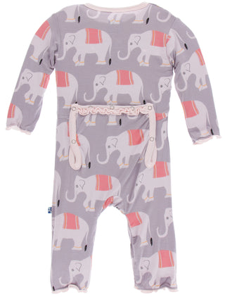 KicKee Pants Feather Indian Elephant Muffin Ruffle Coverall with Zipper, Kickee Pants, Black Friday, CM22, Coverall, Coverall with Zipper, Cyber Monday, Els PW 5060, Els PW 8258, End of Year,