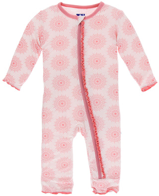 KicKee Pants Macaroon Mandala Muffin Ruffle Coverall with Zipper, Kickee Pants, Black Friday, CM22, Coverall, Coverall with Zipper, Cyber Monday, Els PW 8258, End of Year, End of Year Sale, K