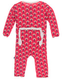 KicKee Pants Red Ginger Mini Trees Muffin Ruffle Coverall with Zipper, KicKee Pants, Botany, CM22, Coverall, Coverall with Zipper, Coveralls, Fitted Coverall, KicKee, KicKee Botany, KicKee Pa