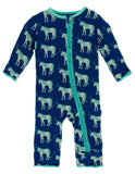 KicKee Pants Flag Blue Unicorns Muffin Ruffle Coverall with Zipper, KicKee Pants, CM22, Coverall, Coverall with Zipper, Els PW 5060, KicKee, KicKee Pants, KicKee Pants Coverall, KicKee Pants 