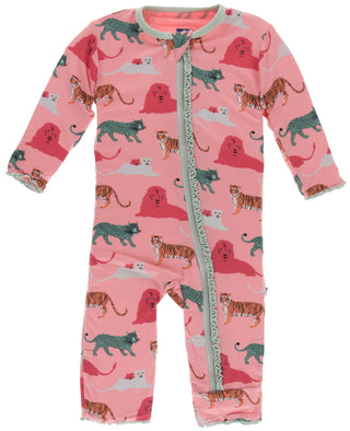 KicKee Pants Strawberry Big Cats Muffin Ruffle Coverall with Zipper, KicKee Pants, CM22, Coverall, Coverall with Zipper, KicKee, KicKee Pants, KicKee Pants Coverall, KicKee Pants Coverall wit
