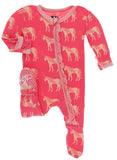 KicKee Pants Red Ginger Unicorns Muffin Ruffle Footie with Zipper, KicKee Pants, CM22, Els PW 5060, Footie with Zipper, KicKee, KicKee Footie, KicKee Footie with Zipper, KicKee Pants, KicKee 