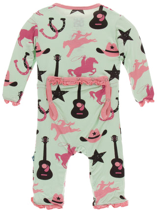 KicKee Pants Pistachio Cowboy Classic Ruffle Coverall with Zipper, KicKee Pants, CM22, Coverall, Coverall with Zipper, Coveralls, KciKee Coverall, KicKee, KicKee Coverall, KicKee Pants, KicKe