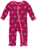 KicKee Pants Rhododendron Pinata Layette Classic Ruffle Coverall with Zipper, KicKee Pants, Black Friday, cf-size-3-6-months, cf-type-coverall, cf-vendor-kickee-pants, Classic Ruffle Coverall