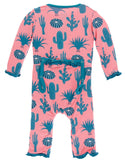 KicKee Pants Strawberry Cactus Layette Classic Ruffle Coverall with Zipper, KicKee Pants, Classic Ruffle Coverall, CM22, Coverall with Zipper, KicKee, KicKee Cactus, KicKee Cancun, KicKee Pan