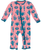 KicKee Pants Strawberry Cactus Layette Classic Ruffle Coverall with Zipper, KicKee Pants, Classic Ruffle Coverall, CM22, Coverall with Zipper, KicKee, KicKee Cactus, KicKee Cancun, KicKee Pan