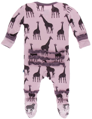 KicKee Pants Sweet Pea Giraffe Layette Classic Ruffle Footie with Zipper, KicKee Pants, CM22, Kenya, KicKee, KicKee Pants, KicKee Pants Classic Ruffle Footie, KicKee Pants Kenya, KicKee Pants