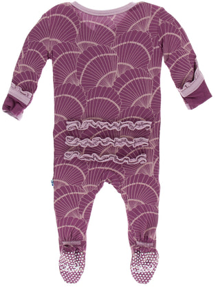 KicKee Pants Shell Fossils Classic Ruffle Footie with Zipper, KicKee Pants, Black Friday, cf-size-3-6-months, cf-type-footie, cf-vendor-kickee-pants, Classic Ruffle Footie with Zipper, CM22, 