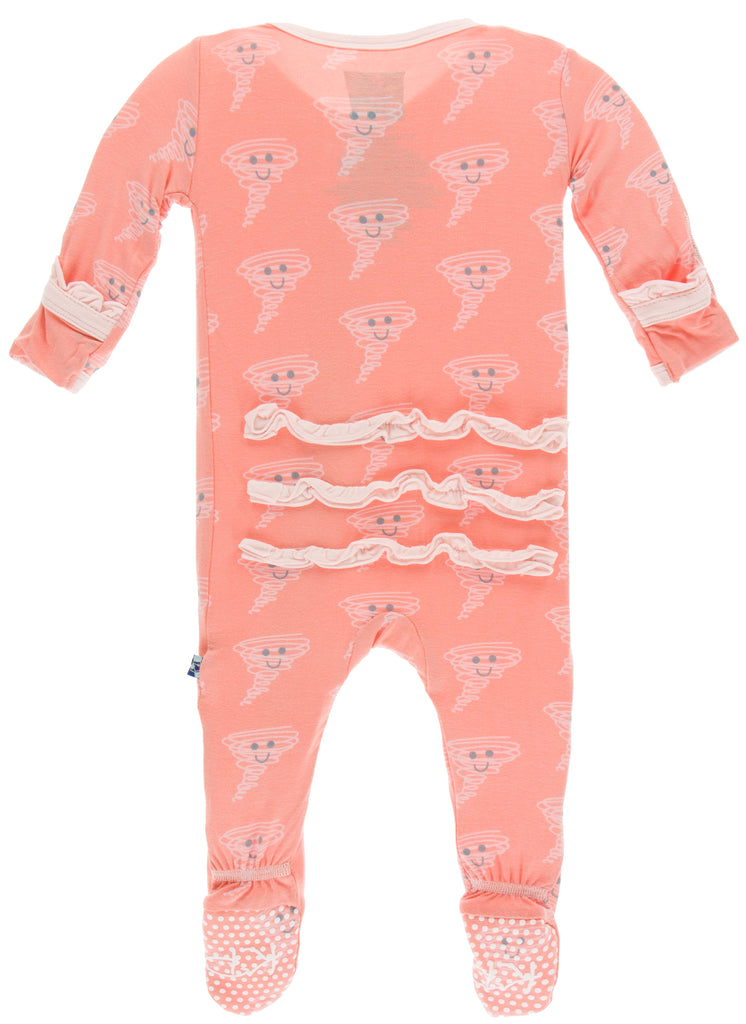 KicKee Pants Blush Happy Tornado Classic Ruffle Footie with Zipper