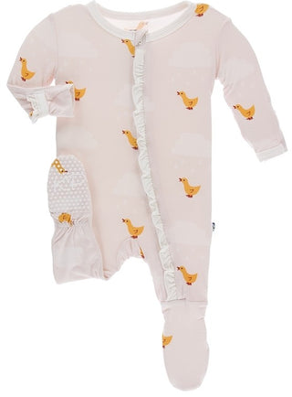 KicKee Pants Macaroon Puddle Duck Classic Ruffle Footie with Zipper, KicKee Pants, Black Friday, Classic Ruffle Footie, Classic Ruffle Footie with Zipper, CM22, Cyber Monday, Els PW 8258, End