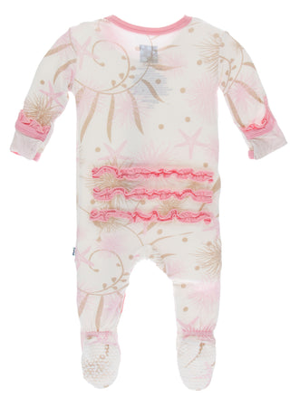 KicKee Pants Natural Sea Garden Classic Ruffle Footie with Zipper, KicKee Pants, Classic Ruffle Footie, CM22, Footie with Zipper, KicKee, KicKee Footie, KicKee Footie with Zipper, KicKee Ocea