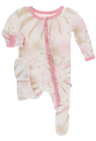 KicKee Pants Natural Sea Garden Classic Ruffle Footie with Zipper, KicKee Pants, Classic Ruffle Footie, CM22, Footie with Zipper, KicKee, KicKee Footie, KicKee Footie with Zipper, KicKee Ocea