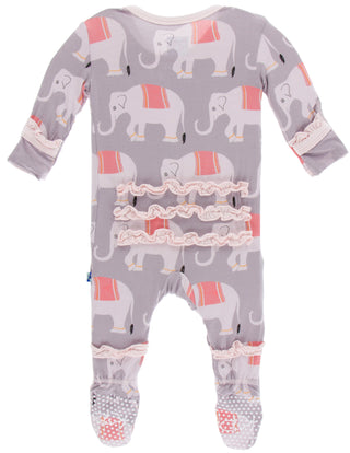 KicKee Pants Feather Indian Elephant Classic Ruffle Footie with Zipper, Kickee Pants, Black Friday, Classic Ruffle Footie with Zipper, CM22, Cyber Monday, Els PW 5060, Els PW 8258, End of Yea