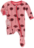 KicKee Pants Strawberry Poppies Classic Ruffle Footie with Zipper, KicKee Pants, Botany, Classic Ruffle Footie with Zipper, CM22, Footie with Zipper, KicKee, KicKee Botany, KicKee Footie with