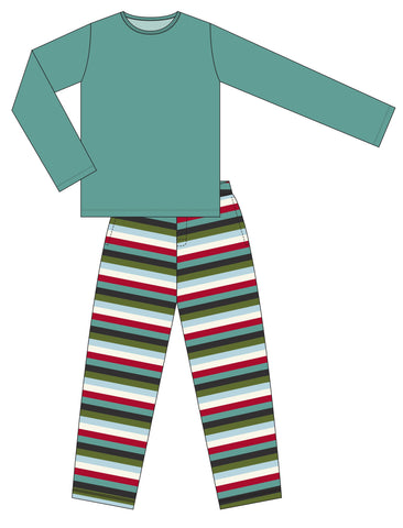 KicKee Pants Christmas Multi Stripe Men's L/S Pajama Set, KicKee Pants, All Things Holiday, Christmas in July, CM22, Els PW 5060, Els PW 8258, End of Year, End of Year Sale, KicKee, KicKee Pa