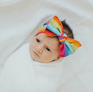 Baby Bling Rainbow Bright Printed Knot Headband *Basically Bows & Bowties EXCLUSIVE*, Baby Bling, Baby Bling, Baby Bling Bows, Baby Bling Collaboration, Baby bling Exclusive Headband, Baby Bl
