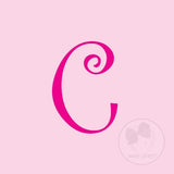 Medium Pink w/Shocking Pink Initial Hair Bow on Clippie, Wee Ones, Alligator Clip, Alligator Clip Hair Bow, cf-type-hair-bow, cf-vendor-wee-ones, Clippie, CM22, Grosgrain, Hair Bow, Initial, 