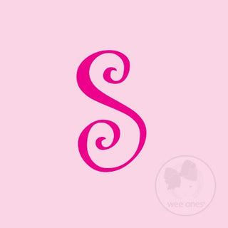 Medium Pink w/Shocking Pink Initial Hair Bow on Clippie, Wee Ones, Alligator Clip, Alligator Clip Hair Bow, cf-type-hair-bow, cf-vendor-wee-ones, Clippie, CM22, Grosgrain, Hair Bow, Initial, 