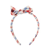 Baby Bling Summertime Check Printed Tied Hard Headband, Baby Bling, 4th of July, 4th of July Hair Accessory, 4th of July Headband, Baby Bling, Baby Bling 4th of July Headband, Baby Bling Hard