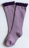 Little Stocking Co Lace Top Knee High Socks - Purple + Plum, Little Stocking Co, cf-size-0-6-months, cf-type-knee-high-socks, cf-vendor-little-stocking-co, Little Stocking Co, Little Stocking