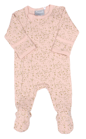 Coccoli Pink with Gold Modal Footie with Zipper, Coccoli, cf-size-6m, cf-type-footie, cf-vendor-coccoli, CM22, Coccoli, Coccoli Boy Footie, Coccoli Cream with Gold Modal Footie with Zipper, C