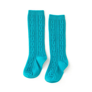 Little Stocking Co Knee High Socks - Peacock / Teal, Little Stocking Co, Cable Knit Knee High, Cable Knit Knee High Socks, cf-size-0-6-months, cf-size-1-5-3y, cf-size-6-18-months, cf-type-kne