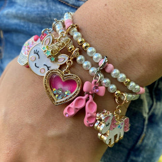 Charm It! Gold Pearl Stretch Bead Bracelet Set, Charm It!, Bracelet, cf-type-bracelets, cf-vendor-charm-it, Charm Bracelet, Charm It!, Charm It! Bracelet, Charm It! Gold Pearl Stretch Bead Br