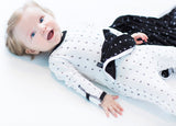 Peregrine Kidswear Typewriter White Footie, Peregrine Kidswear, Bamboo Footie, Black Friday, CM22, Cyber Monday, Els PW 8258, End of Year, End of Year Sale, Footed Sleeper, Footie, Invisible 