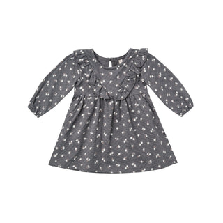 Quincy Mae Long Sleeve Ruffle V Dress - Dark Floral, Quincy Mae, Dress, Quincy Mae, Quincy Mae AW21, Quincy Mae Dark Floral, Quincy Mae Dark Sea, Quincy Mae Dress, Quincy Mae Long Sleeve Ruff