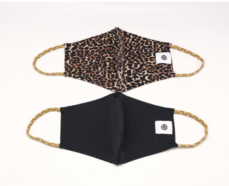 Pom Masks by Pomchies Leopard / Solid Black Basically Bows & Bowties