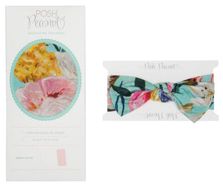 Posh Peanut Tuscan Teal (Aqua/Pink) Floral Swaddle & Headband Set, Posh Peanut, Posh Peanut, Posh Peanut Floral, Posh Peanut Swaddle & Headband Set, Posh Peanut Swaddle and Headband Set, Posh