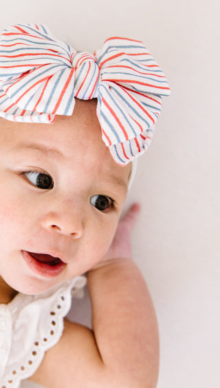 Baby Bling Americana Stripe / White FAB-BOW-LOUS Skinny Headband, Baby Bling, 4th of July, 4th of July Hair Accessory, 4th of July Headband, Americana Stripe, Babby Bling headband, Baby Bling