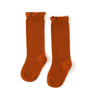 Little Stocking Co Lace Top Knee High Socks - Pumpkin Spice, Little Stocking Co, cf-size-0-6-months, cf-size-7-10y, cf-type-knee-high-socks, cf-vendor-little-stocking-co, Fall 2021, Little St