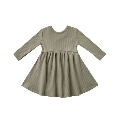 Quincy Mae Ribbed Long Sleeve Dress - Fern, Quincy Mae, cf-size-18-24-months, cf-type-dresses, cf-vendor-quincy-mae, Dress, Dresses, Fern, Quincy Mae, Quincy Mae AW22, Quincy Mae Dress, Quinc