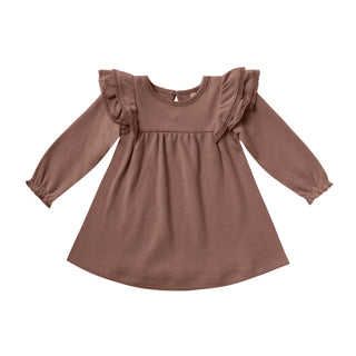 Quincy Mae Long Sleeve Flutter Dress - Pecan Quincy Mae Long Sleeve Flutter Dress - Pecan