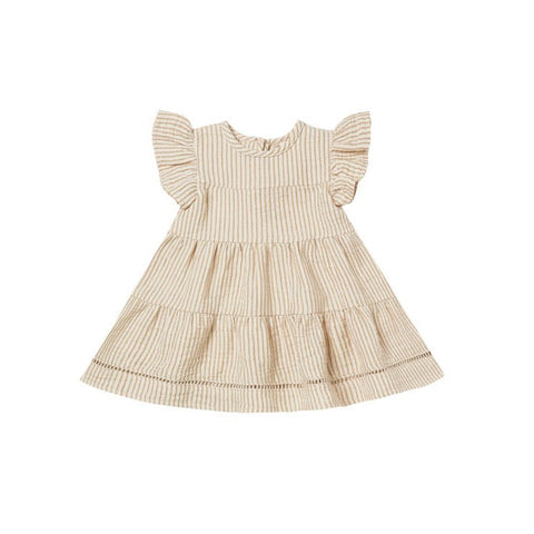 Quincy Mae S/S Belle Dress - Ocre Stripe, Quincy Mae, Quincy Mae, Quincy Mae Dress, Quincy Mae Ocre Stripe, Quincy Mae S/S Belle Dress, Quincy Mae SS22, Dress - Basically Bows & Bowties