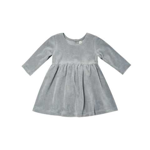 Quincy Mae Long Sleeve Velour Dress - Dusty Blue, Quincy Mae, Dress, Quincy Mae, Quincy Mae AW21, Quincy Mae Dress, Quincy Mae Dusty Blue, Quincy Mae Long Sleeve Velour Dress, Dress - Basical