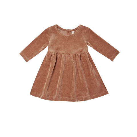 Quincy Mae Long Sleeve Velour Dress - Clay, Quincy Mae, Dress, Quincy Mae, Quincy Mae AW21, Quincy Mae Clay, Quincy Mae Dress, Quincy Mae Long Sleeve Velour Dress, Dress - Basically Bows & Bo