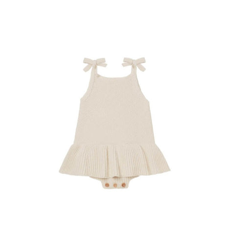 Quincy Mae Knit Ruffle Romper - Natural, Quincy Mae, Quincy Mae, Quincy Mae Knit Ruffle Romper, Quincy Mae Natural, Quincy Mae SS22, Bubble Romper - Basically Bows & Bowties
