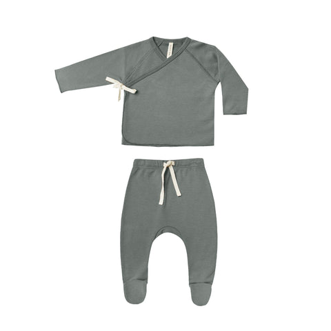 Quincy Mae Wrap Top & Footed Pant Set - Dusk, Quincy Mae, Dusk, Quincy Mae, Quincy Mae AW22, Quincy Mae Dusk, Quincy Mae Wrap Top & Footed Pant Set, Outfit Sets - Basically Bows & Bowties