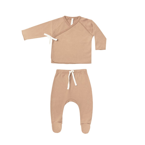 Quincy Mae Wrap Top & Footed Pant Set - Blush, Quincy Mae, Blush, Quincy Mae, Quincy Mae AW22, Quincy Mae Blush, Quincy Mae Wrap Top & Footed Pant Set, Outfit Sets - Basically Bows & Bowties