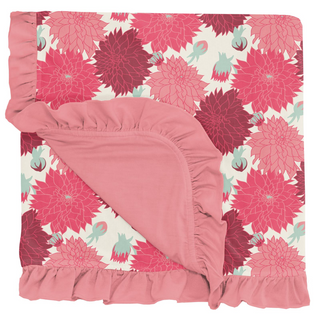 KicKee Pants Natural Dahlias Ruffle Stroller Blanket, KicKee Pants, CM22, KicKee, KicKee Pants, KicKee Pants County Fair, KicKee Pants Natural Dahlias, KicKee Pants Natural Dahlias Ruffle Str