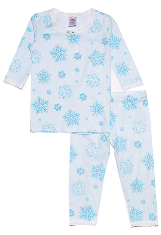 Esme Shimmer Snowflake 3/4 Sleeve Top & Legging Set, Esme, cf-size-2, cf-type-pajama-set, cf-vendor-esme, Disney Frozen 2, Esme, Esme Frozen, Esme Frozen Pajamas, esme pajama set, Esme Pajama