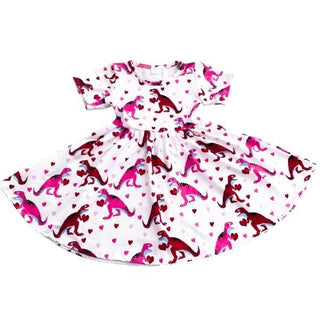 Romance and Rawr S/S Dress, SD, Dinosaur, Dinosaur Dress, Dinosaur Heart Dress, Dress, Girl Dino, Romance and Rawr S/S Dress, Sweatshirt, valentine, Valentine's Day Dinosuar, Valentine's Day 