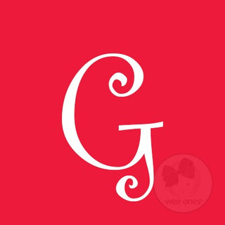 Medium Red w/White Initial Hair Bow on Clippie, Wee Ones, Alligator Clip, Alligator Clip Hair Bow, cf-type-hair-bow, cf-vendor-wee-ones, Clippie, CM22, Grosgrain, Hair Bow, Initial, Initial H