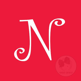 Medium Red w/White Initial Hair Bow on Clippie, Wee Ones, Alligator Clip, Alligator Clip Hair Bow, cf-type-hair-bow, cf-vendor-wee-ones, Clippie, CM22, Grosgrain, Hair Bow, Initial, Initial H