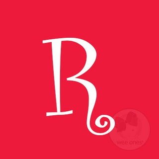 Medium Red w/White Initial Hair Bow on Clippie, Wee Ones, Alligator Clip, Alligator Clip Hair Bow, cf-type-hair-bow, cf-vendor-wee-ones, Clippie, CM22, Grosgrain, Hair Bow, Initial, Initial H